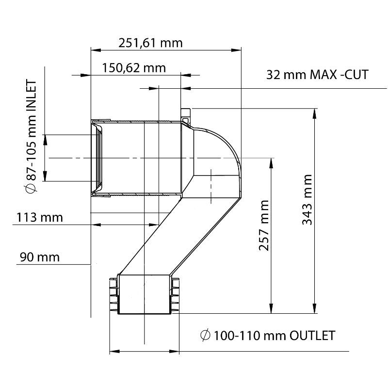 S Pan Back to Wall Pan Connector Bathroom Accessories TYDE S Pan Back to Wall Pan Connector Bathroom Accessories TYDE